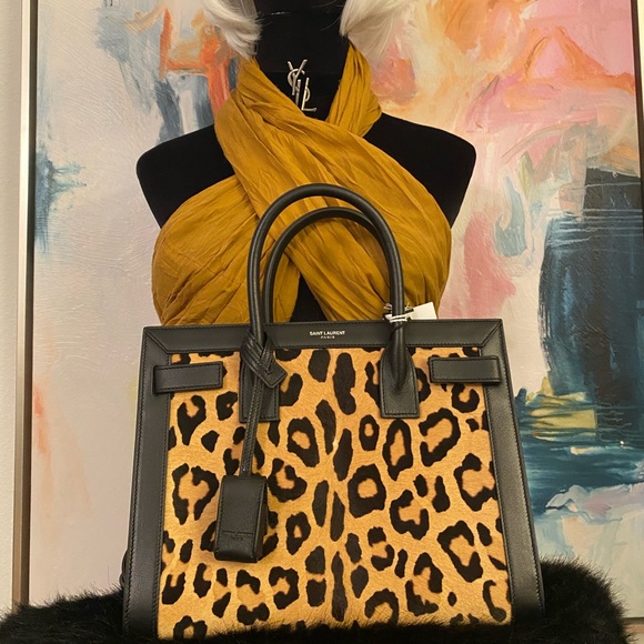 Saint Laurent Paris/Animal Print /Small Sac De Jour/Calf Hair.light brown/Black. - Picture 4 of 16